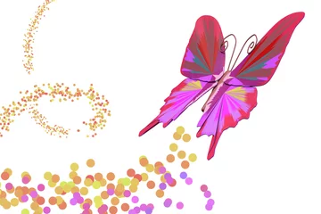 Fototapeten Vlinder fantasie - kleurig poster © emieldelange