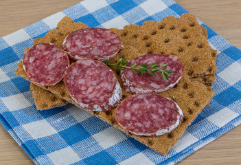 Crispbread with salami