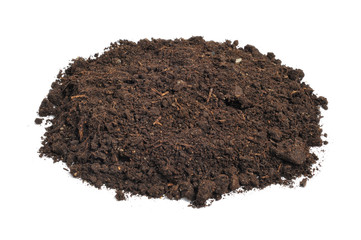 a heap of soil on a white background