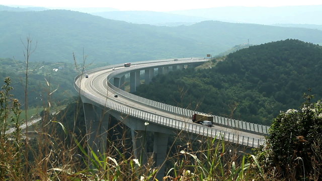 Panoramic shot of the viaduct Crni kal on the highway