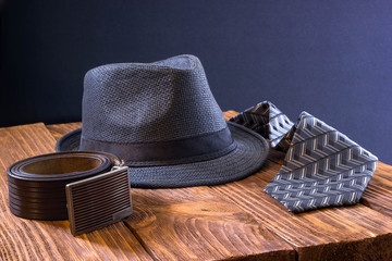 Hat, tie, belt