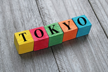 word Tokyo on colorful wooden cubes