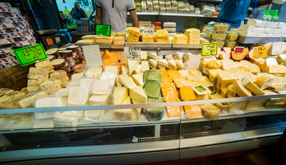 Cheese stand at Carmel market