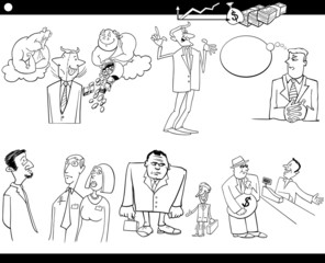 business cartoon concepts set