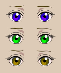 Eyes of different colors. Vector.