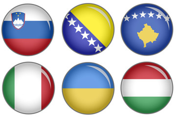 Set of buttons with national flag motive