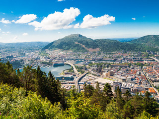 View of Bergen from Mount Floyen - obrazy, fototapety, plakaty
