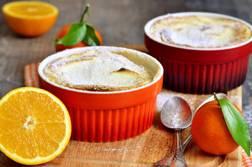 Curd souffle with orange and vanilla.