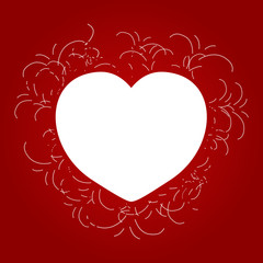 Valentine illustration card, decorative heart on red background