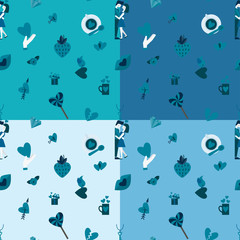 Fototapeta premium Romantic Seamless with the Symbols of Valentine's
