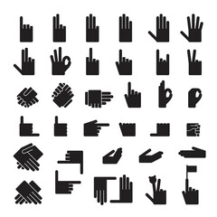 set of 33 hands position.Icons