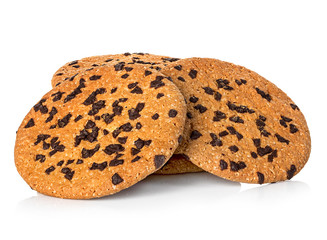 Chocolate chips cookies isolated on white background