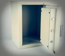 A safe with door open