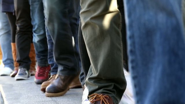 People walking on the catwalk in Saint Mark Square in Venice