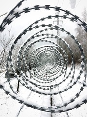 Barbed Wire Tunnel - obrazy, fototapety, plakaty