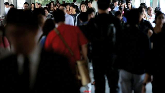 Hong Kong Business Commuters Walking Work