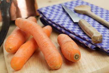 Möhren und Kupfer Kasserolle