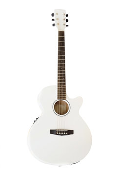 The image of white acoustic guitar isolated