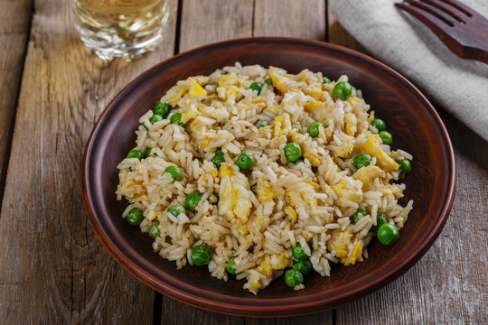 fried rice with egg and peas