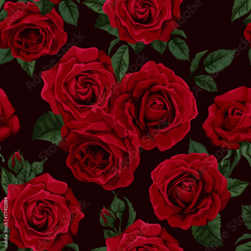 “Seamless wallpaper pattern with of collection red roses .” Stock image