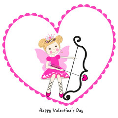 Valentine cupid with fairy greeting card