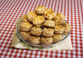Group of fresh traditional hungarian country food homemade pogac