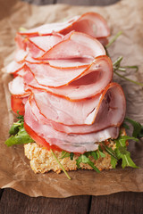 Submarine sandwich with smoked ham