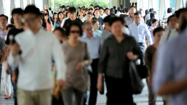 Foot Traffic Busy Capital City Slow Motion