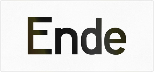 German traffic sign additional panel to specify the meaning of other signs: End