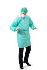 Male surgeon with a scalpel.