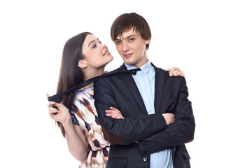 young couple isolated on white background