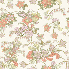 ornamental colored seamless floral pattern