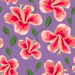 floral texture with stylish seamless hibiscus pattern