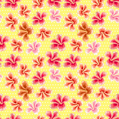 floral texture with stylish seamless hibiscus pattern