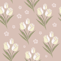 retro tulips seamless pattern background