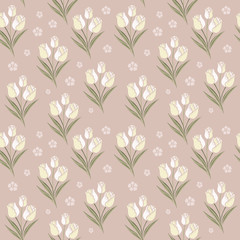 retro tulips seamless pattern background