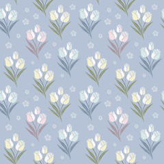 retro tulips seamless pattern background