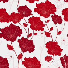 graceful red seamless floral pattern