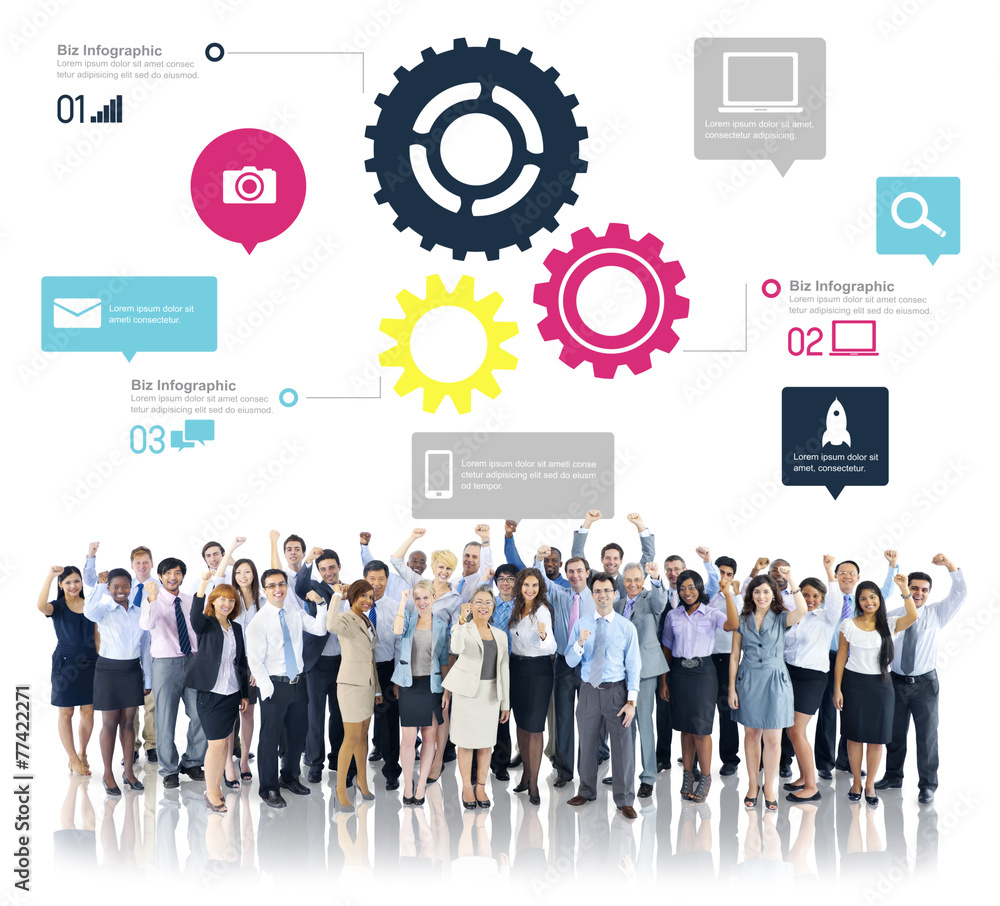 Poster team teamwork cog functionality technology business concept