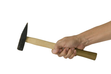 Hand holding a hammer