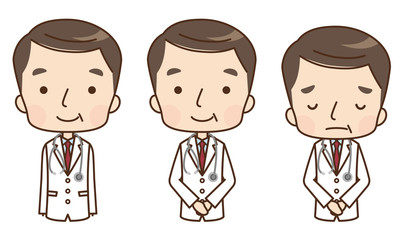 男性　医師　表情　セット