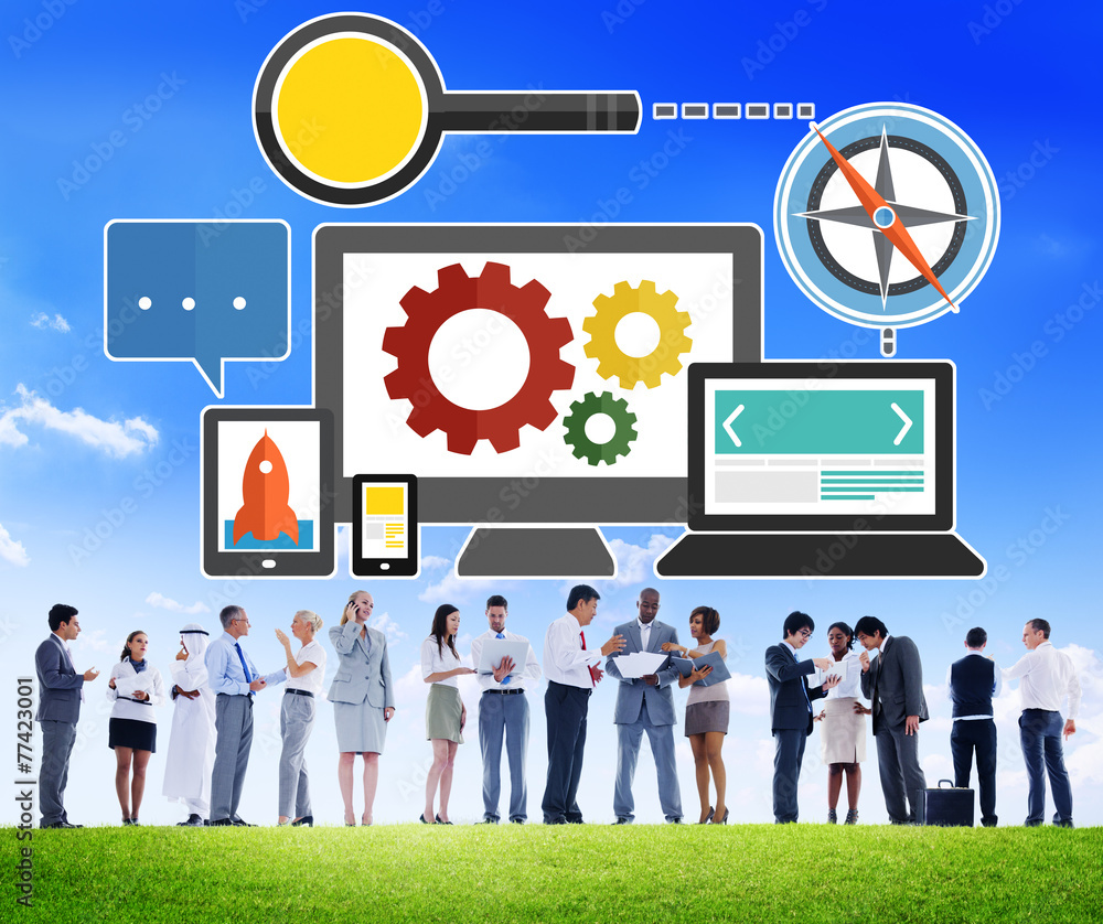 Poster search engine optimization online technology web concept