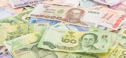 Fototapeta na wymiar Thai banknotes - Baht currency