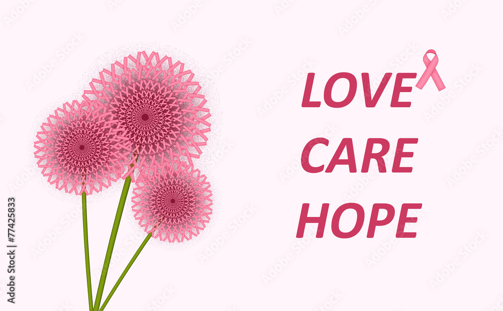 Wall mural Breast Cancer Care poster, Love Care Hope