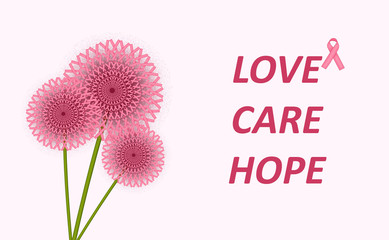 Breast Cancer Care poster, Love Care Hope