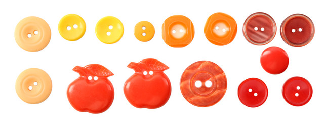 Colorful sewing buttons isolated on white