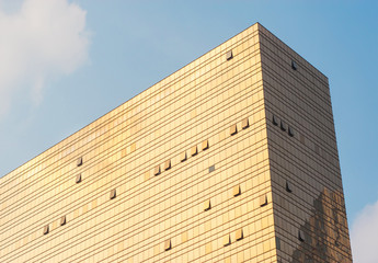 gold glass wall of a building