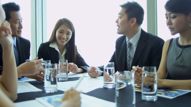 Boardroom Meeting Asian Chinese Banking Executives
