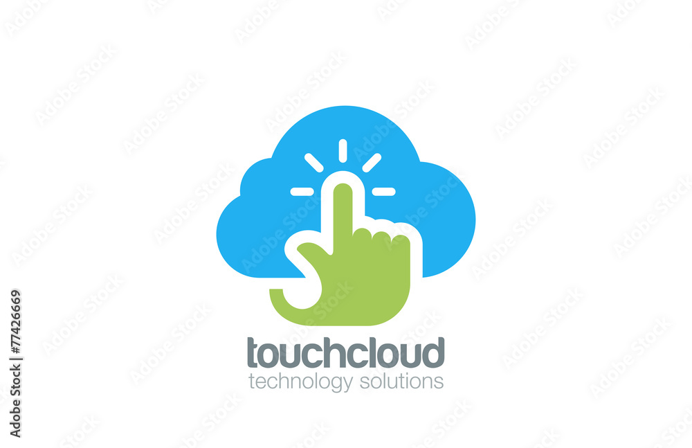Aufkleber hand touch cloud computing logo design vector