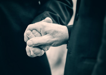 Two Married Men Holding Hands - Lightly Toned - 77426619